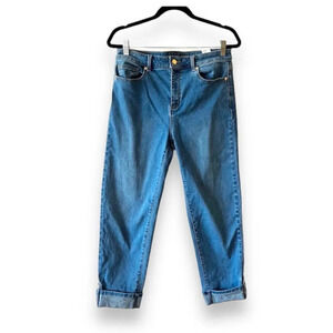 Michael Kors‎ Cuffed Cropped Jeans Women’s Size 10 Stretch Designer Lt Blue Wash